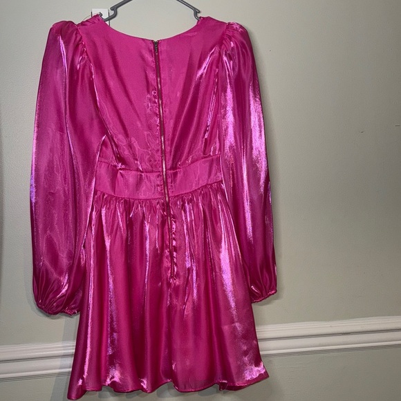 Main Strip Midi Hot Pink Satin Cocteau Formal Party Dress Size Small Hot Pink - Picture 6 of 10